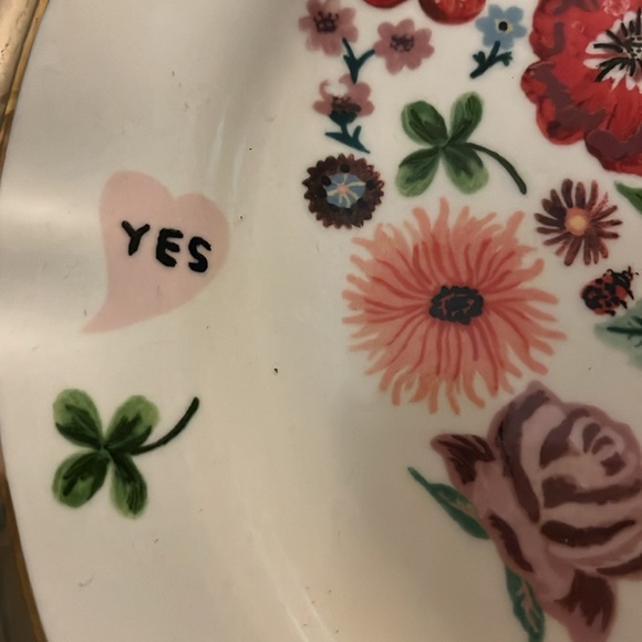 RARE Anthropologie Nathalie Lete Francophile Dinner Plate, Marriage Floral Heart - Picture 5 of 8